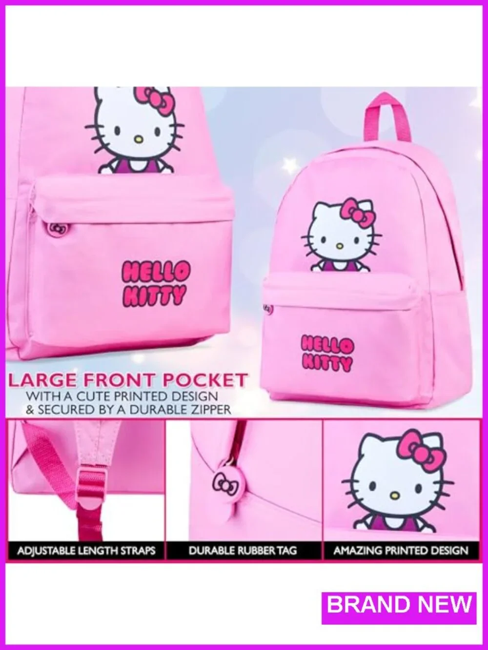 Kids Backpack with Front Zippered Pocket and Adjustable Straps